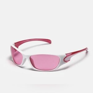 White and Pink Women's Sport Sunglasses